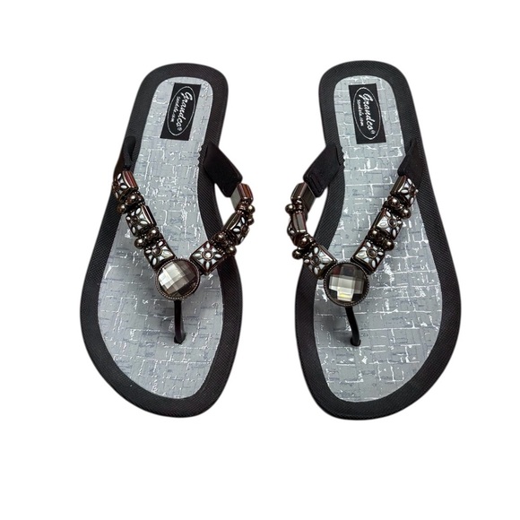 NEW, Grandco, Jeweled Wedge Sandals, Size 9, Black - Picture 5 of 9